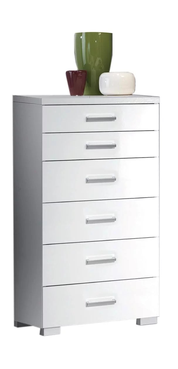 White High Gloss Lacquer 6 Drawer Chest K565726