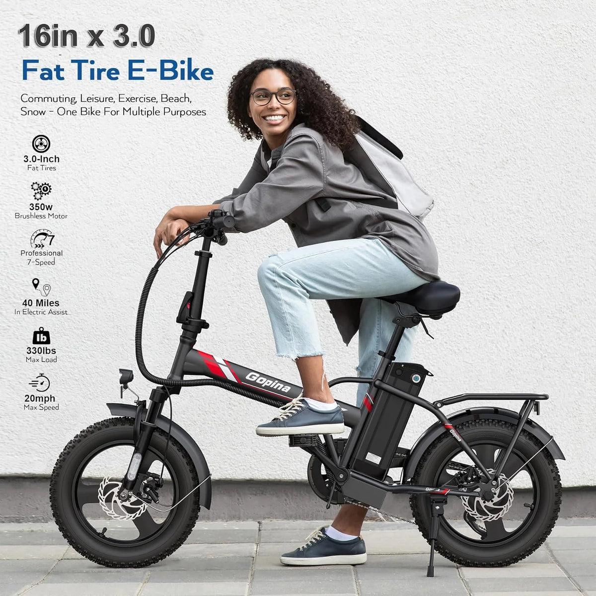 350W Fat Tire Folding Electric Bike A520