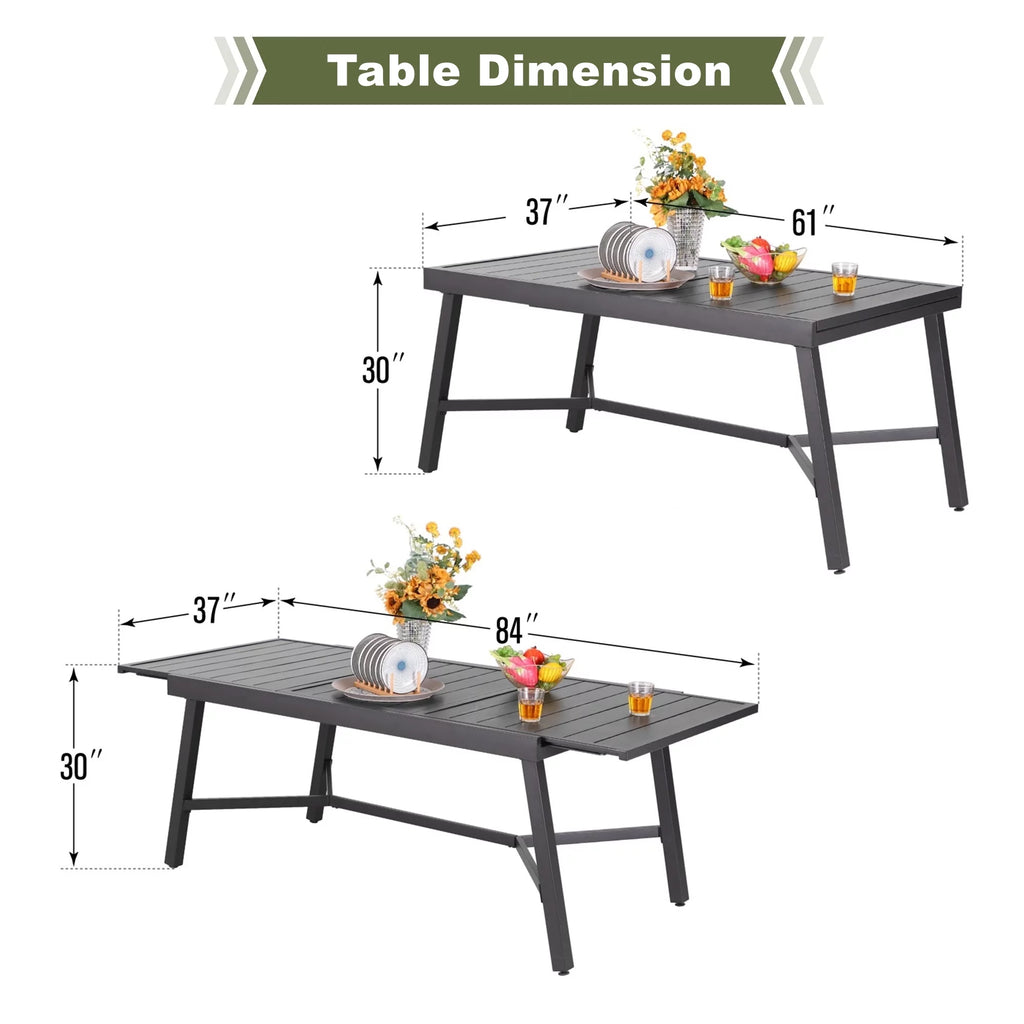 Black Expandable Metal Dining Table J966