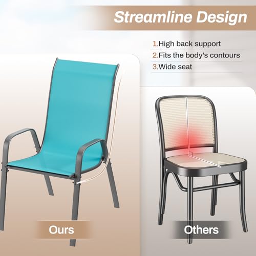 Black Stackable Textilene Patio Chairs with Metal Frame R960