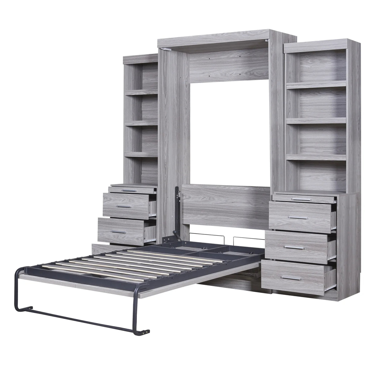 Twin Size Murphy Bed with Wardrobe and Drawers Y959