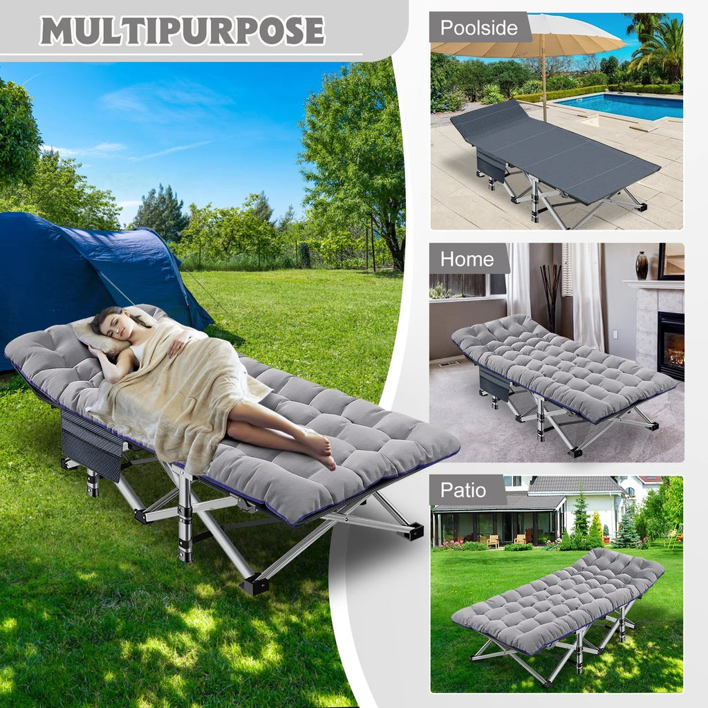 Oversized XXL Folding Camping Cot with Mattress & Carry Bag P7505