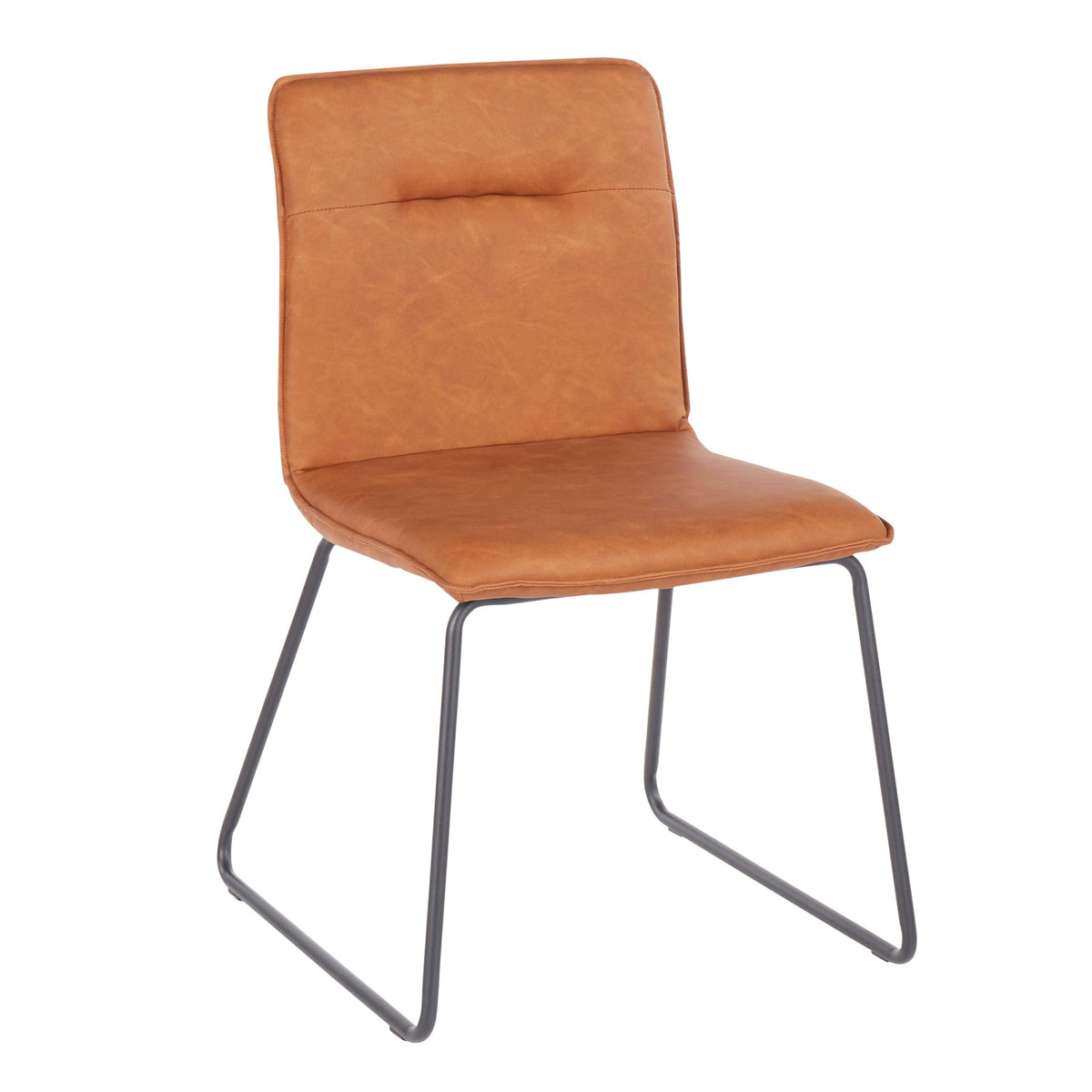 Black Metal Camel Faux Leather Chair Set of 2 I987