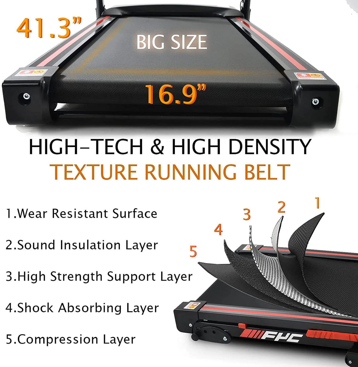 Folding Treadmill 300lb Capacity 3.5HP with Incline L354
