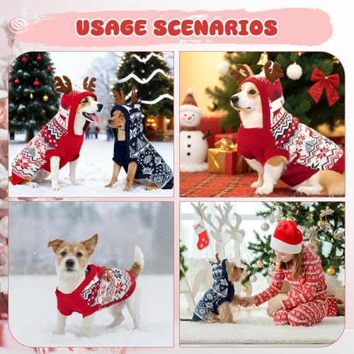 2 Pcs Christmas Dog Sweater Warm Winter Dog Hoodie R209