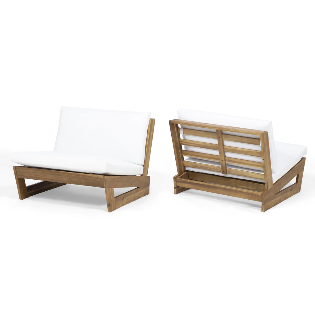 Acacia Wood Club Chairs with Cushions, Set of 2 G565
