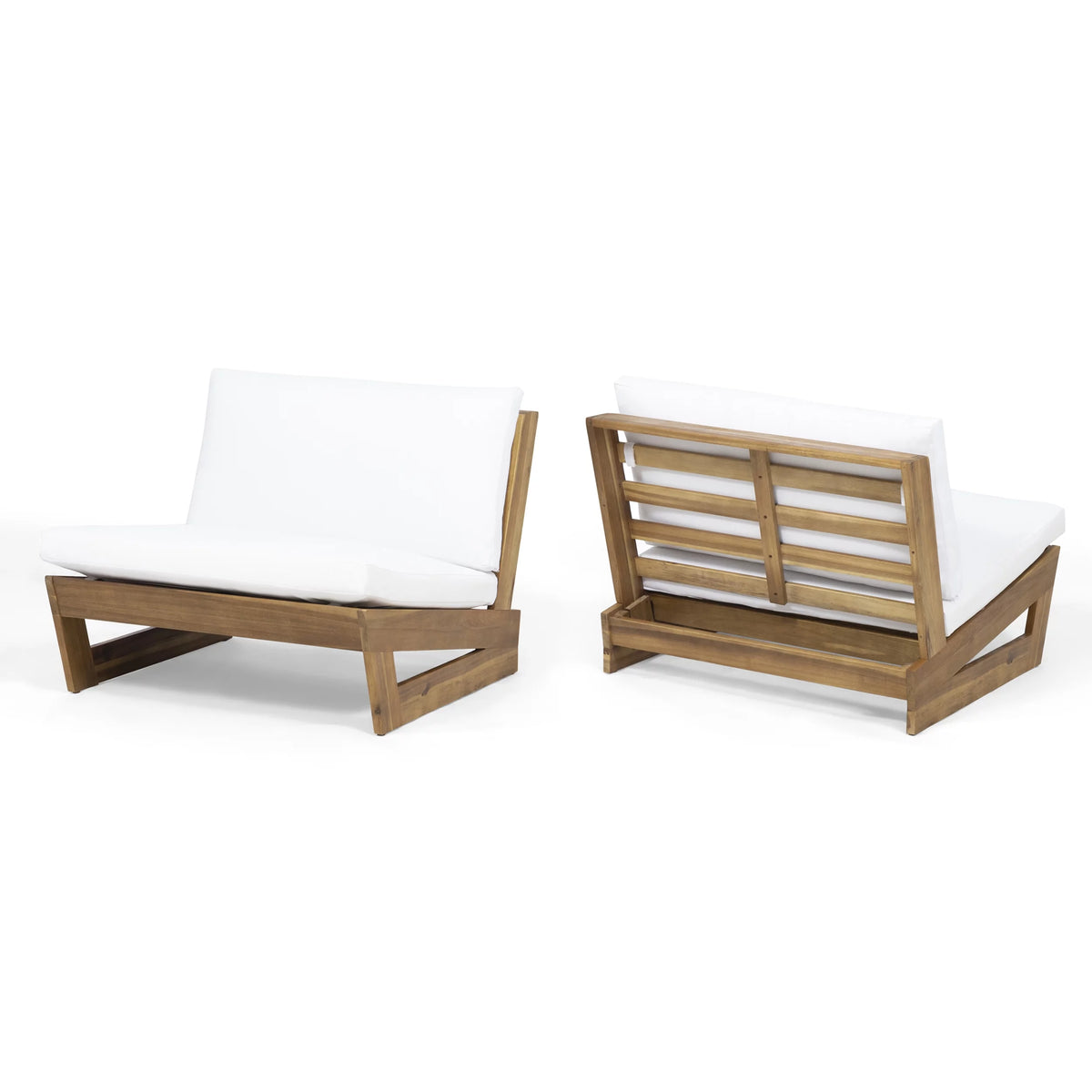 Acacia Wood Club Chairs with Cushions, Set of 2 G565