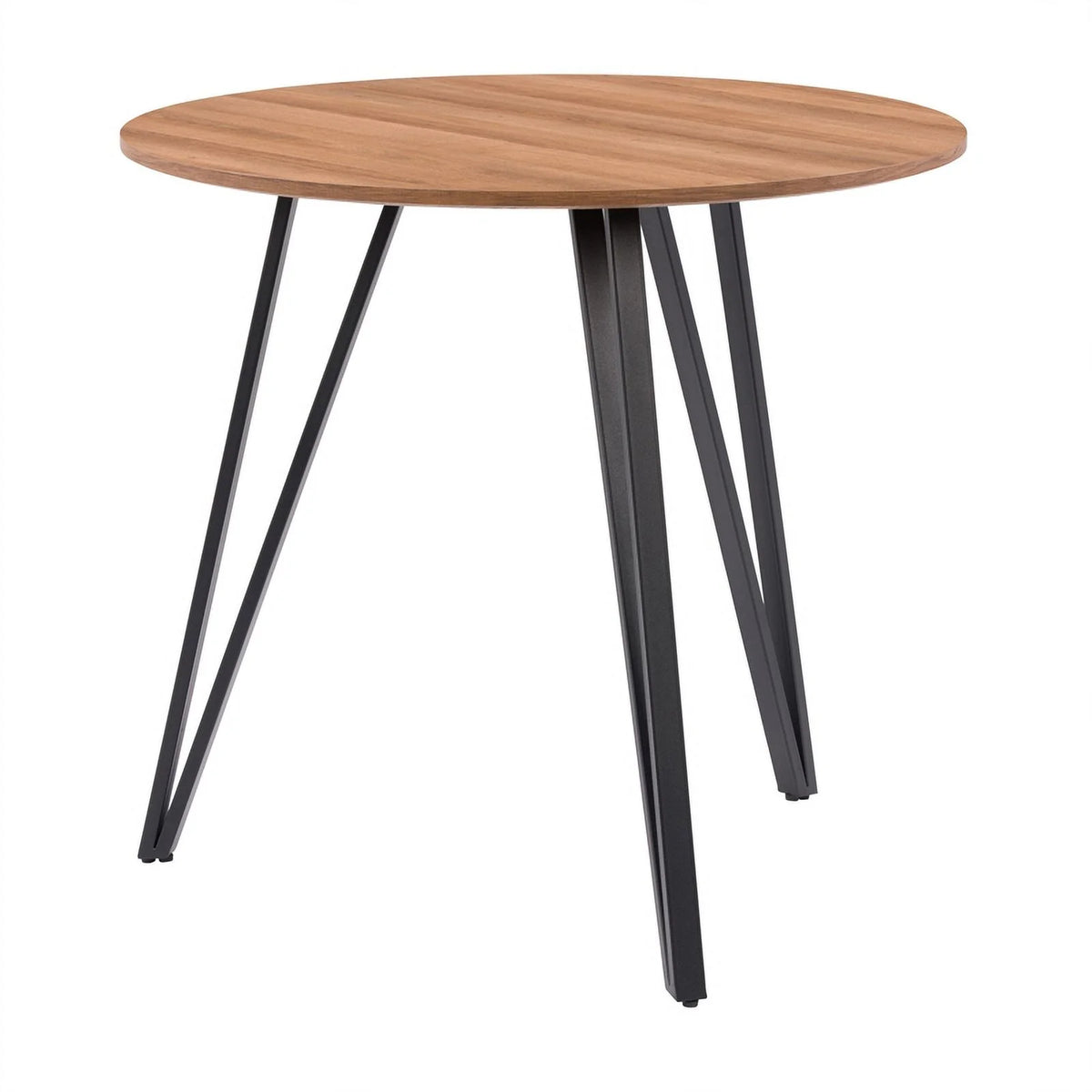 Black Iron Leg Dining Table with Brown Wood Grain Top B572357