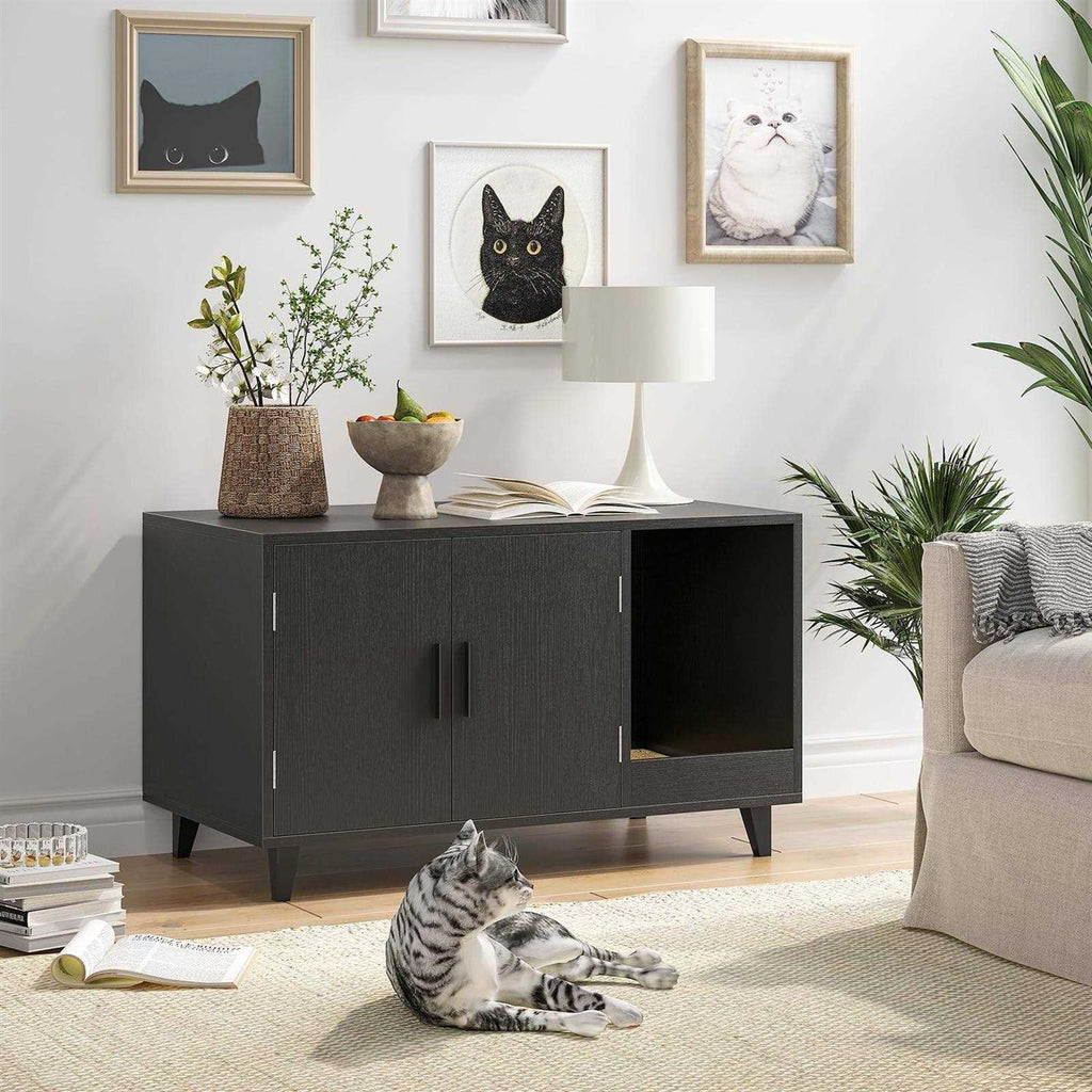 Hidden Cat Litter Box Enclosure with Scratching Mat H213412