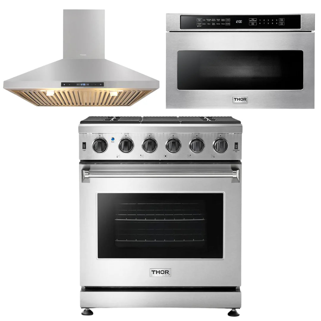 30 Propane Gas Range, Range Hood, Microwave V680864