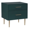 Dark Green Two Drawer Wooden Nightstand A43514
