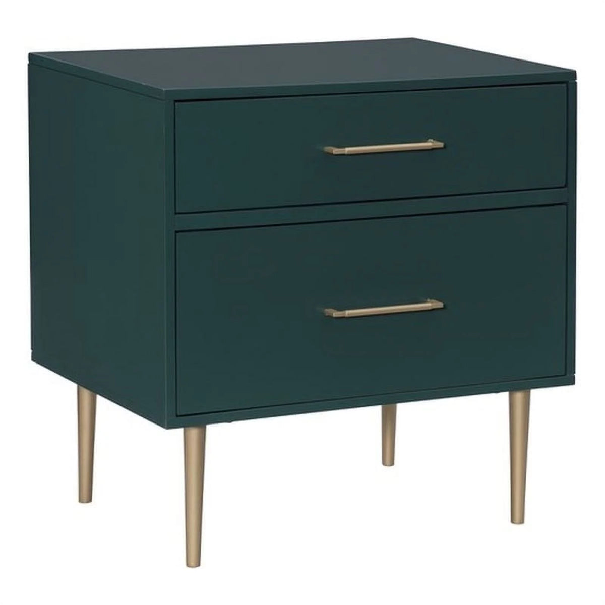Dark Green Two Drawer Wooden Nightstand A43514