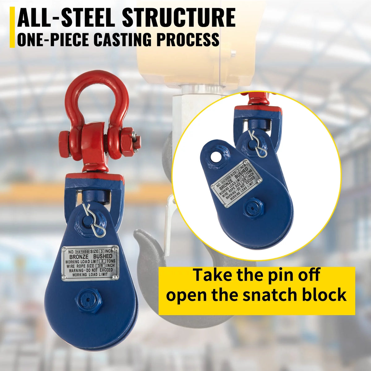 2Ton 4400 lbs Snatch Block with Chain E697