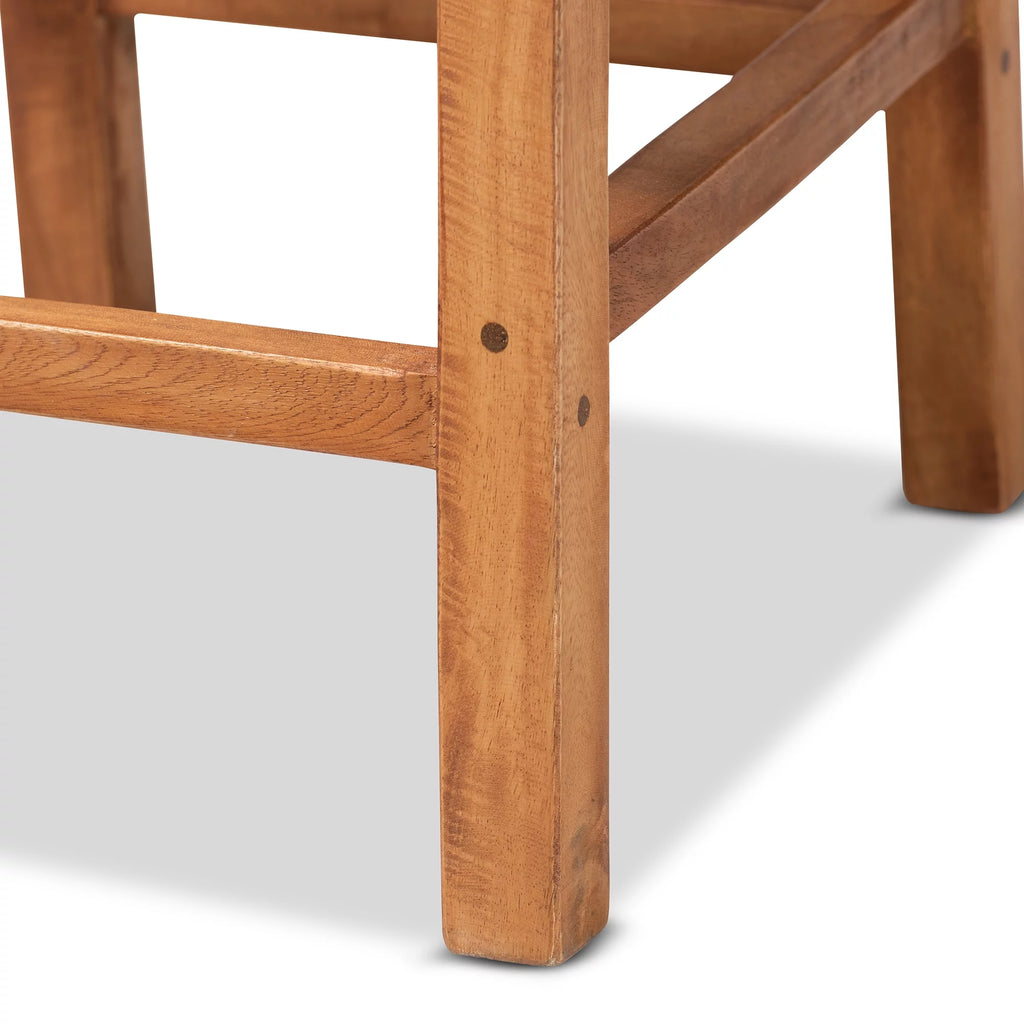 Natural Rattan and Walnut Brown Wood Counter Stool L92651