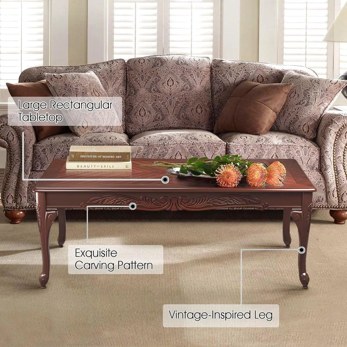 3 Piece Wood Coffee Table Set with 2 End Tables H186648