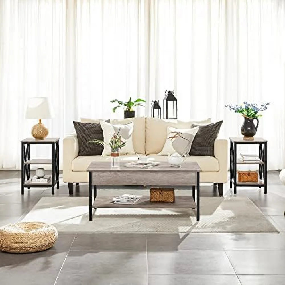 Lift Top Coffee Table Set of 3 with Hidden Compartments A162876