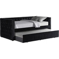 Black Tufted Fabric Daybed with Trundle M897182
