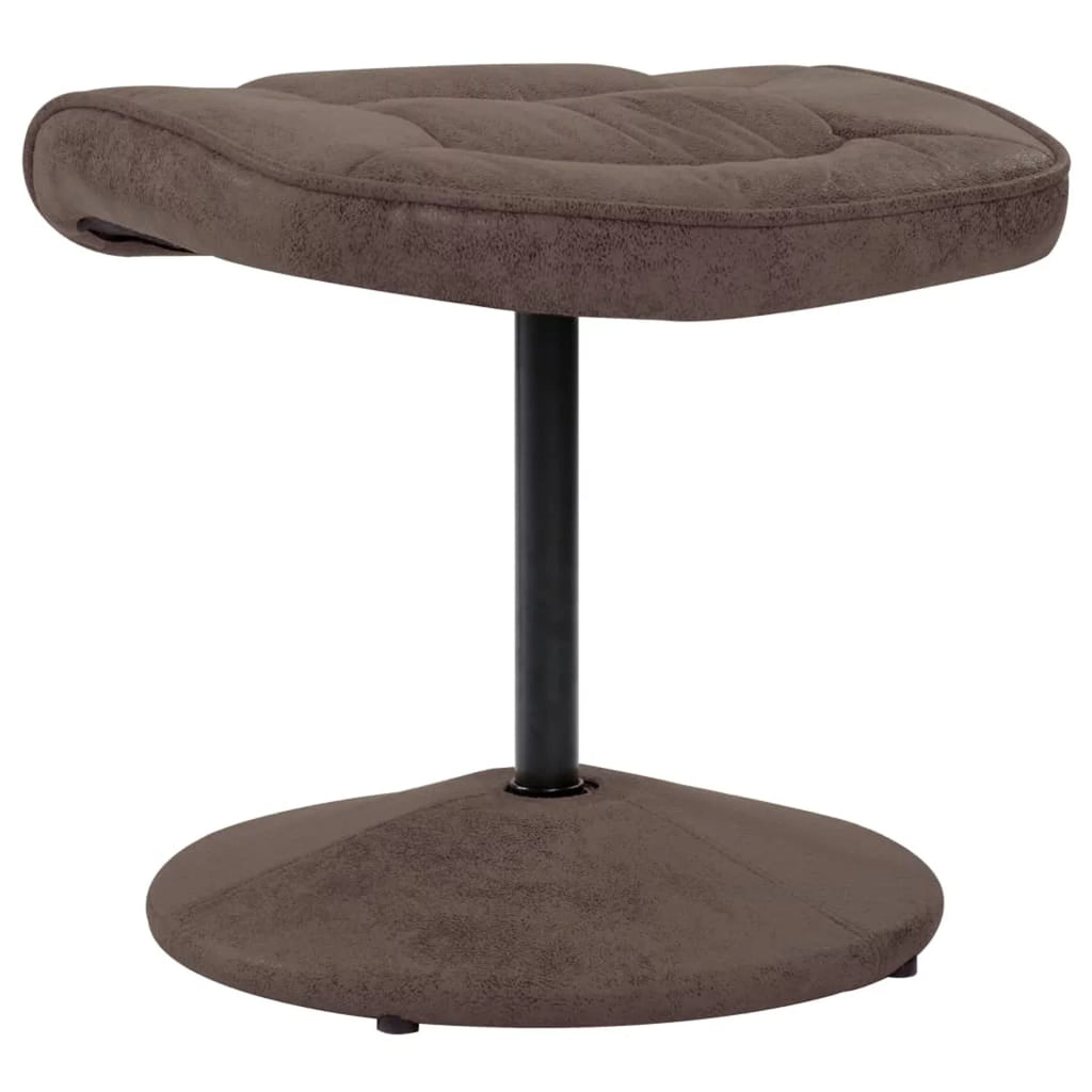 Brown Faux Suede Leather Swivel Recliner with Ottoman J343283