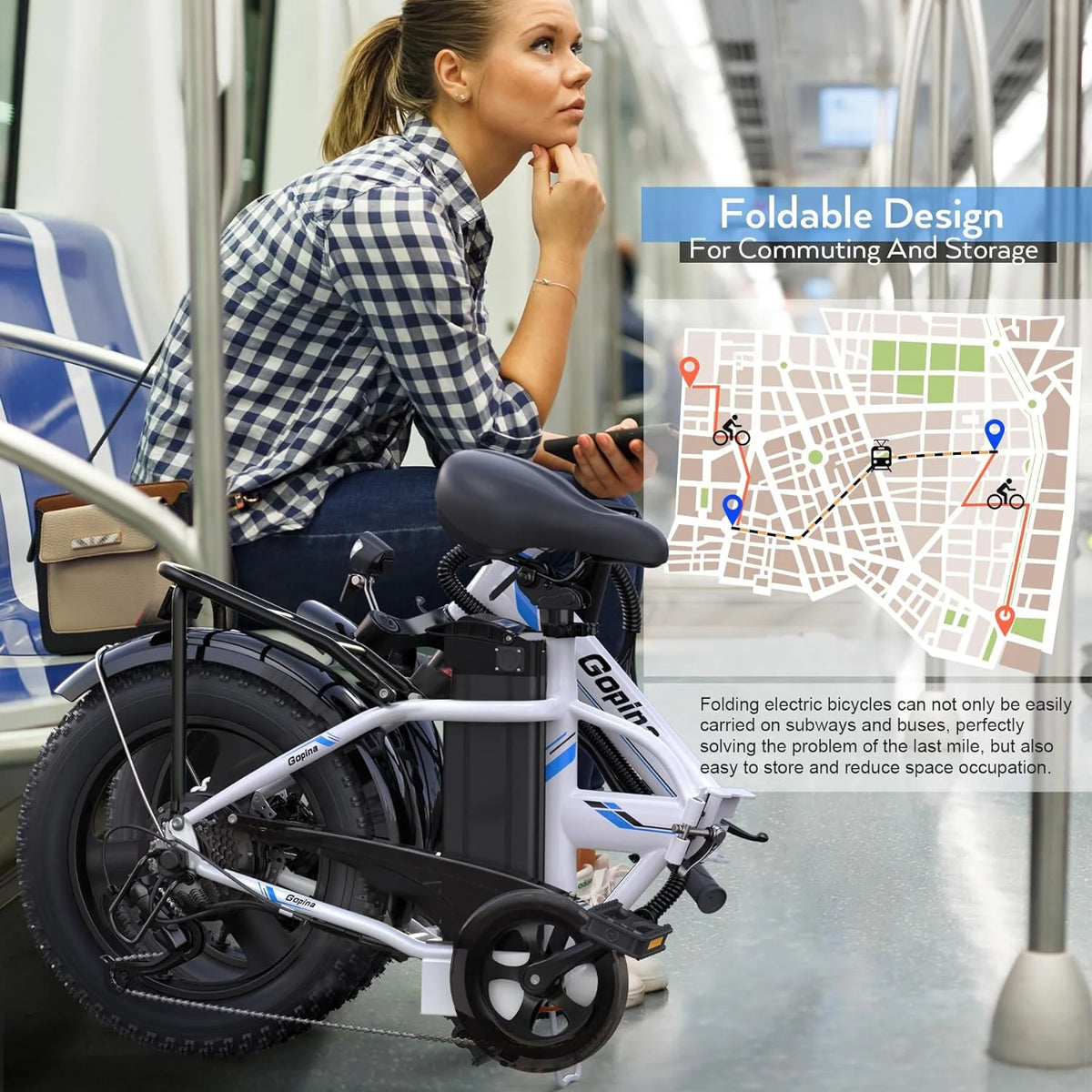 350W Fat Tire Folding Electric Bike A520