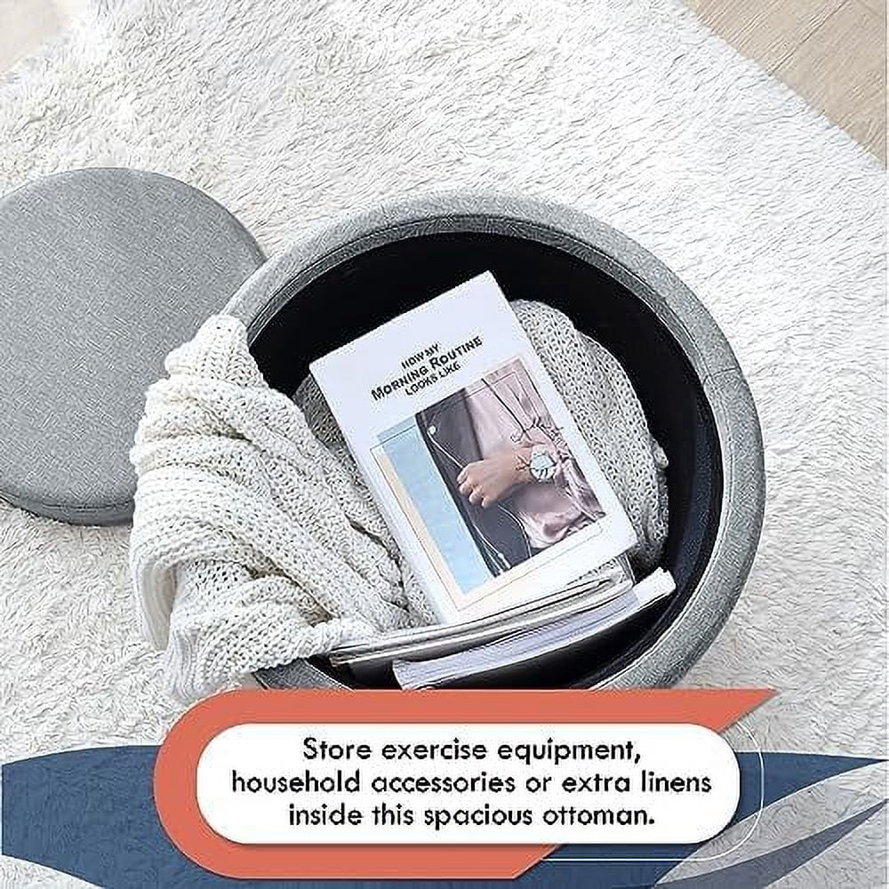 Round Velvet Ottoman with Lift Off Lid and Tray Lid E86659