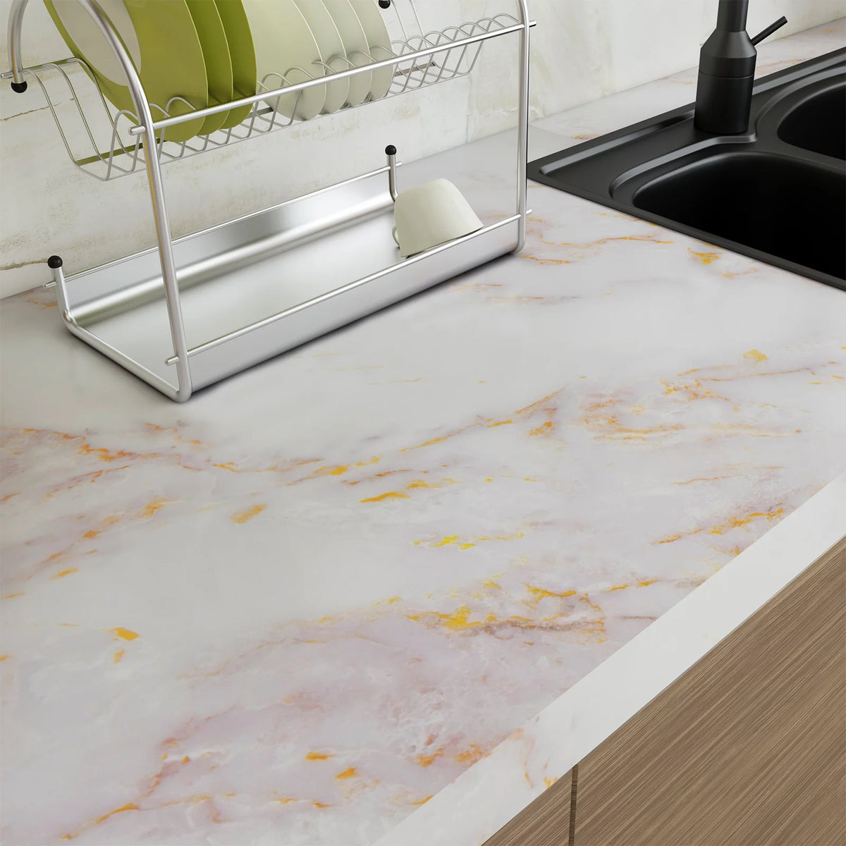 Gold White Marble Peel and Stick Contact Paper S86569