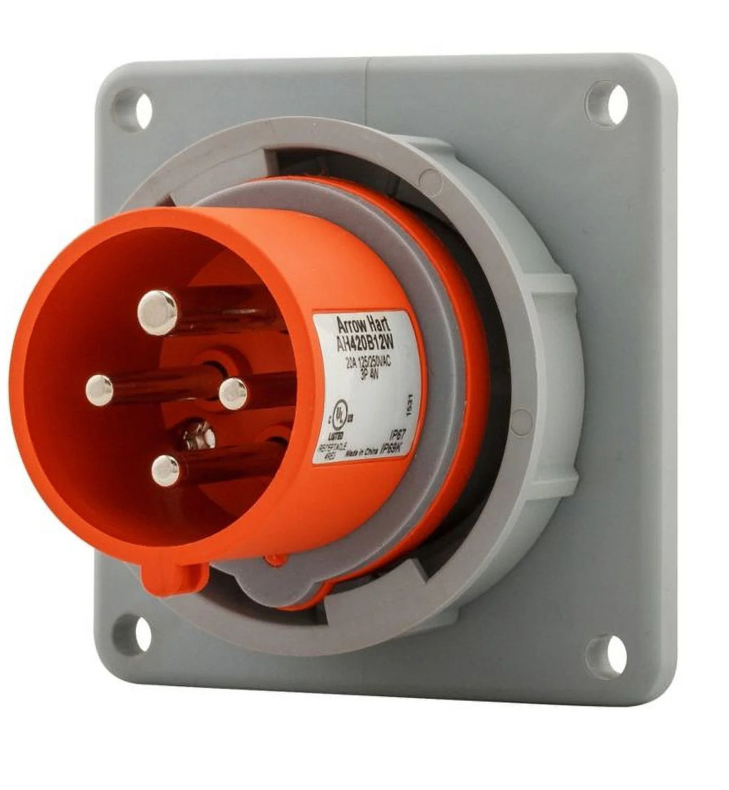 Pin and Sleeve Inlet, Orange, 20A, 125/250V F853876
