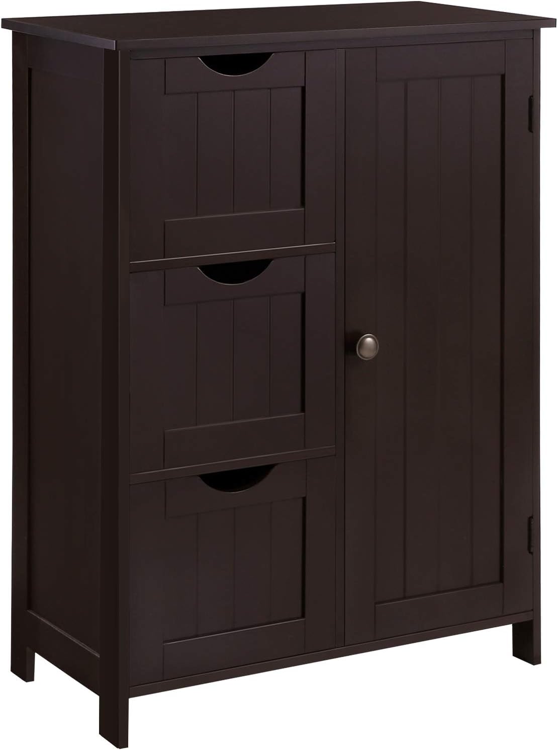White Bathroom Storage Cabinet with 3 Drawers and Adjustable Shelf U5540