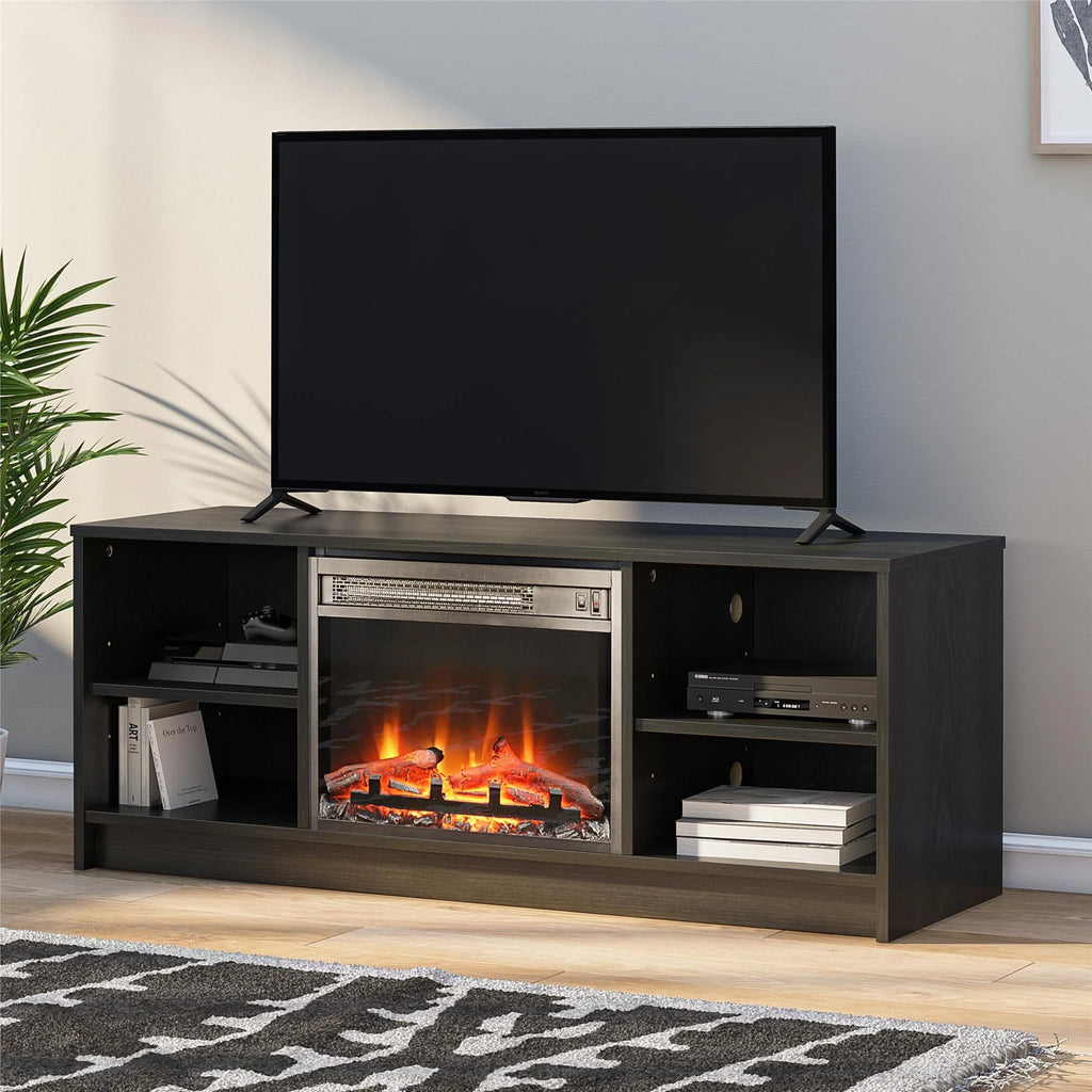 Black Oak Fireplace TV Stand Q53324