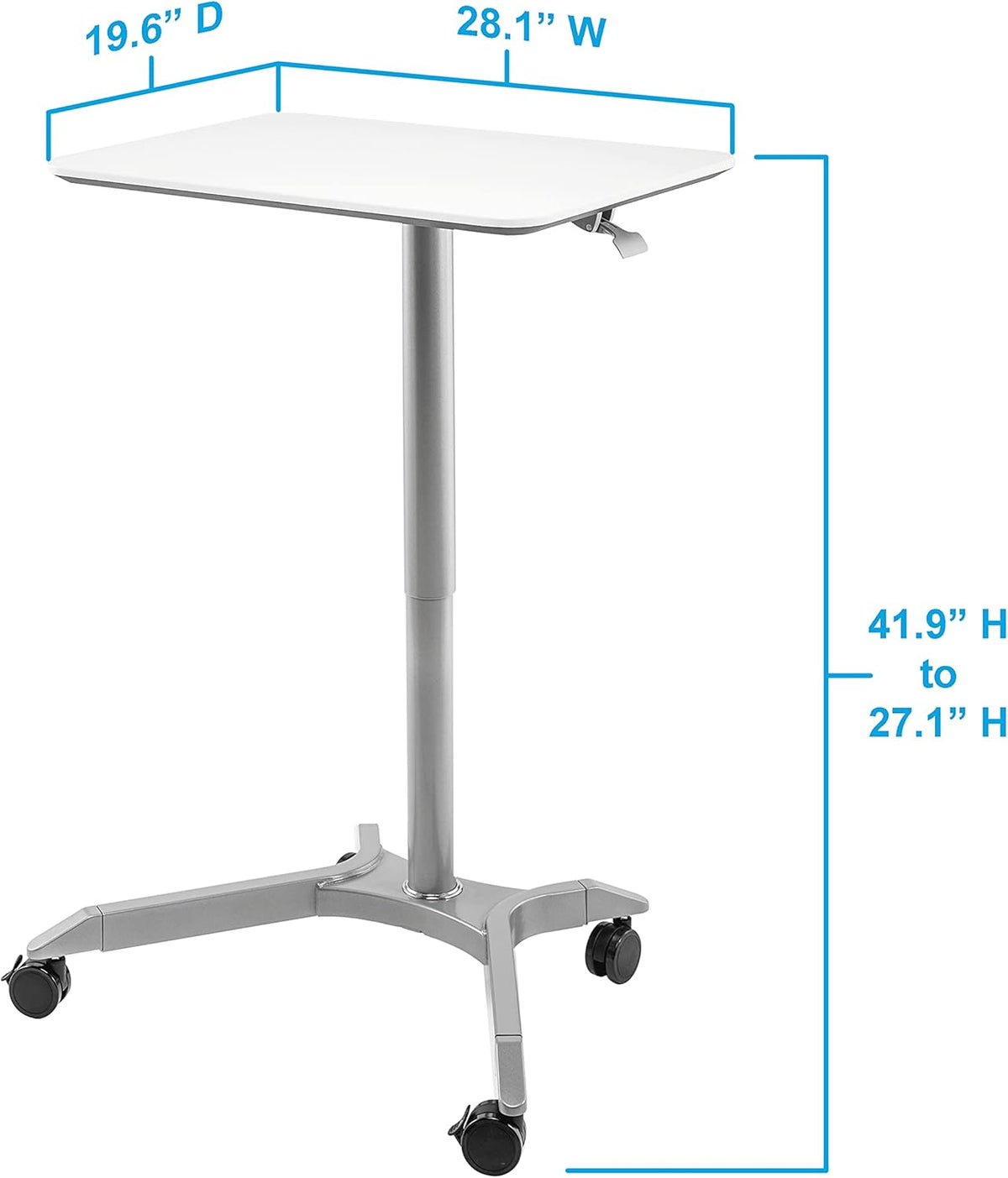 White Pneumatic Height Adjustable Mobile Laptop Desk Cart H68675