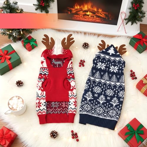 2 Pcs Christmas Dog Sweater Warm Winter Dog Hoodie R209