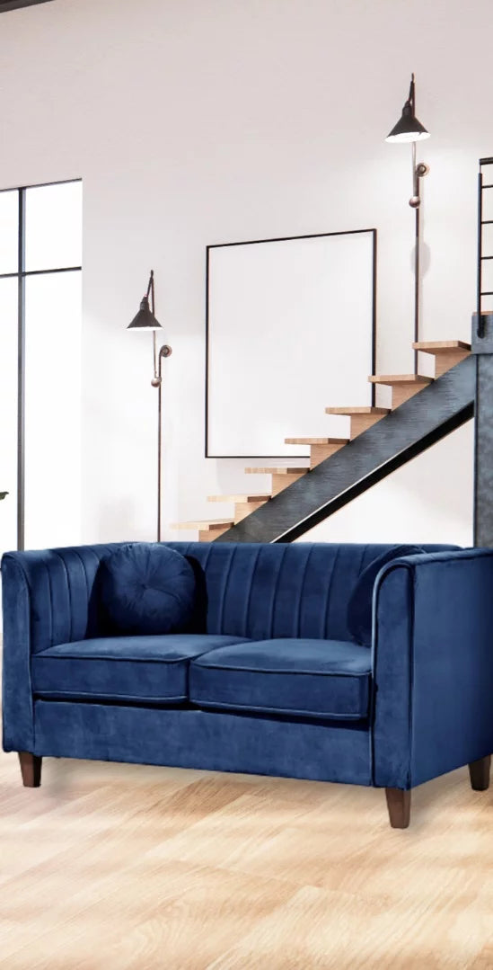 Blue Velvet Rolled Arm Loveseat D4623