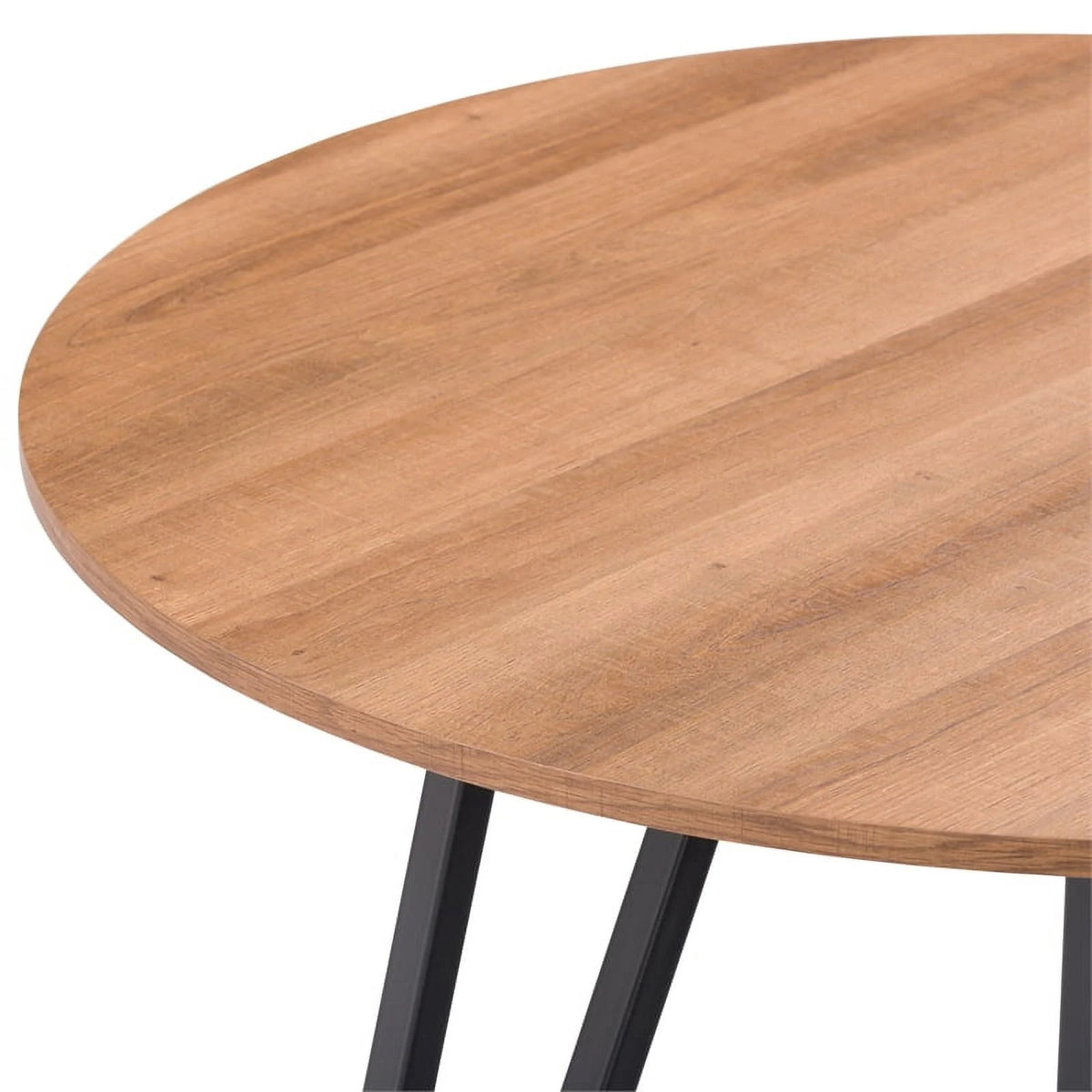 Black Iron Leg Dining Table with Brown Wood Grain Top B572357