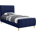 Navy Velvet Twin Bed C4569