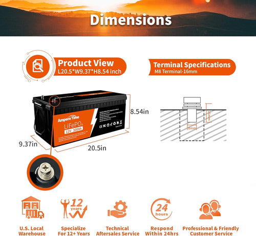 12V 300Ah Lithium LiFePO4 Battery with 200A BMS U49110