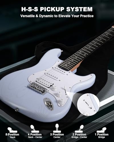 39" Beginner Electric Guitar Kit with Amp & HSS Pickups Black O417179