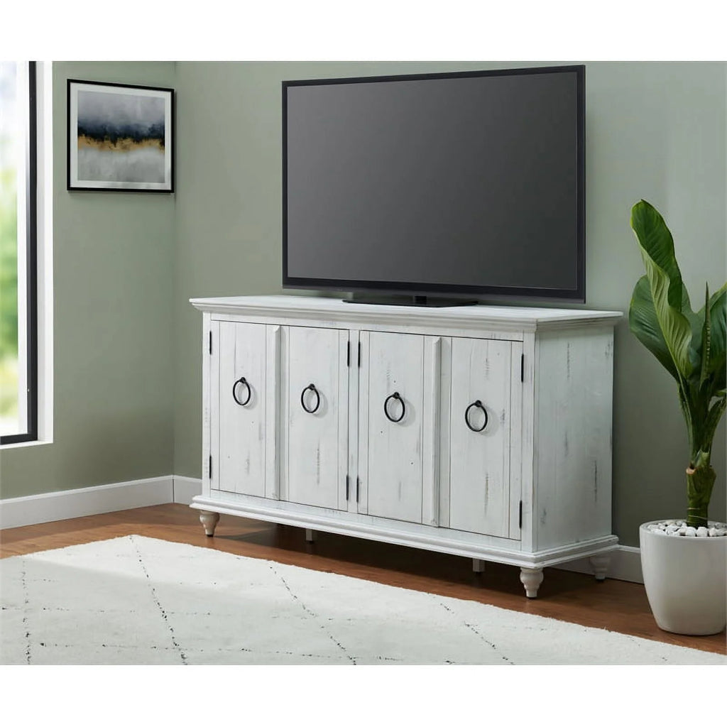 White Solid Wood 65" TV Stand I7971