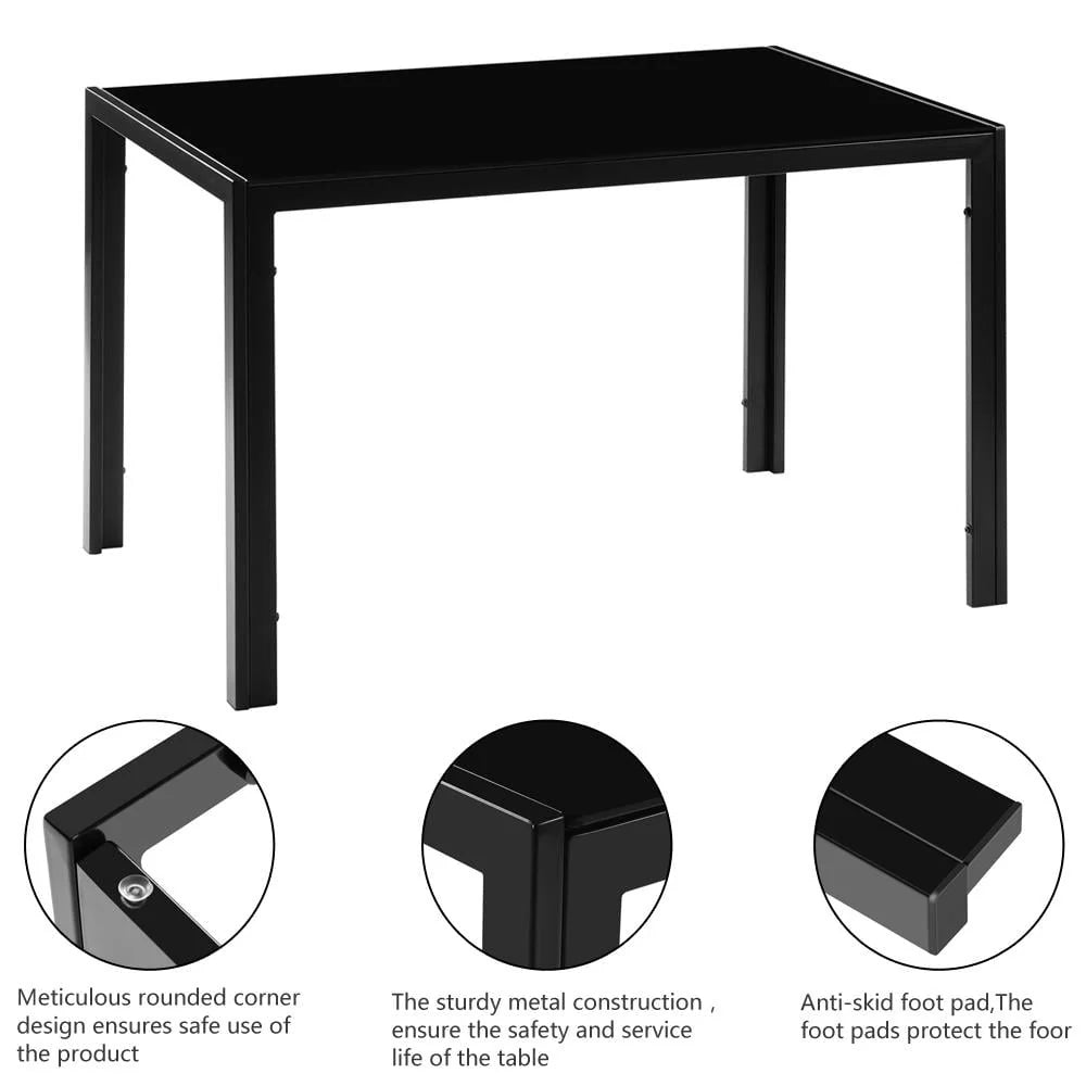 Black 7 Piece Glass Metal Dining Set A22762