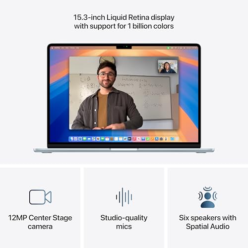 2025 15-inch Laptop with M4 chip, 16GB Memory, 256GB SSD, Sky Blue F28198