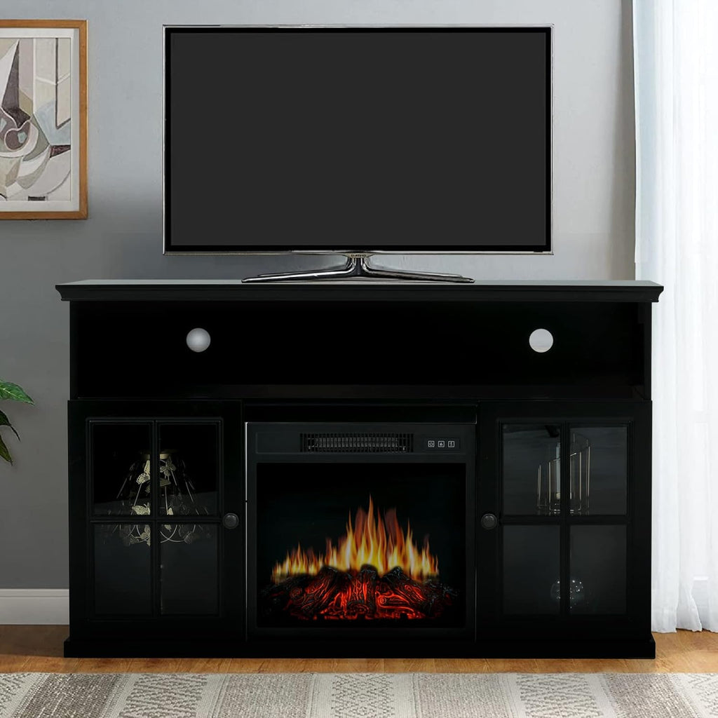 White Fireplace TV Stand with Adjustable Shelves U3324