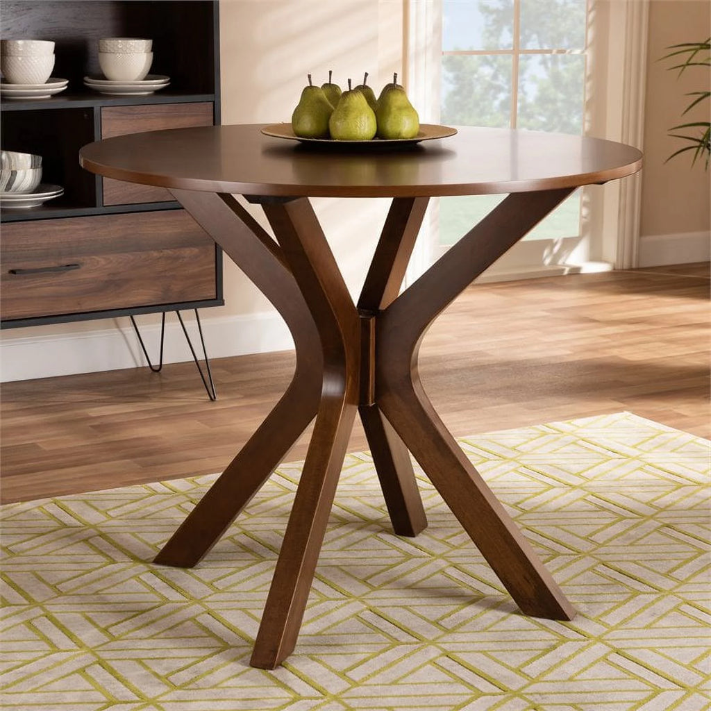 Mahogany Walnut Brown Round Wood Dining Table U4403