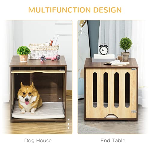 Brown Dog Crate End Table with Foam Cushion I401013