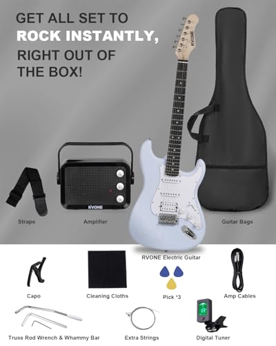 39" Beginner Electric Guitar Kit with Amp & HSS Pickups Black O417179