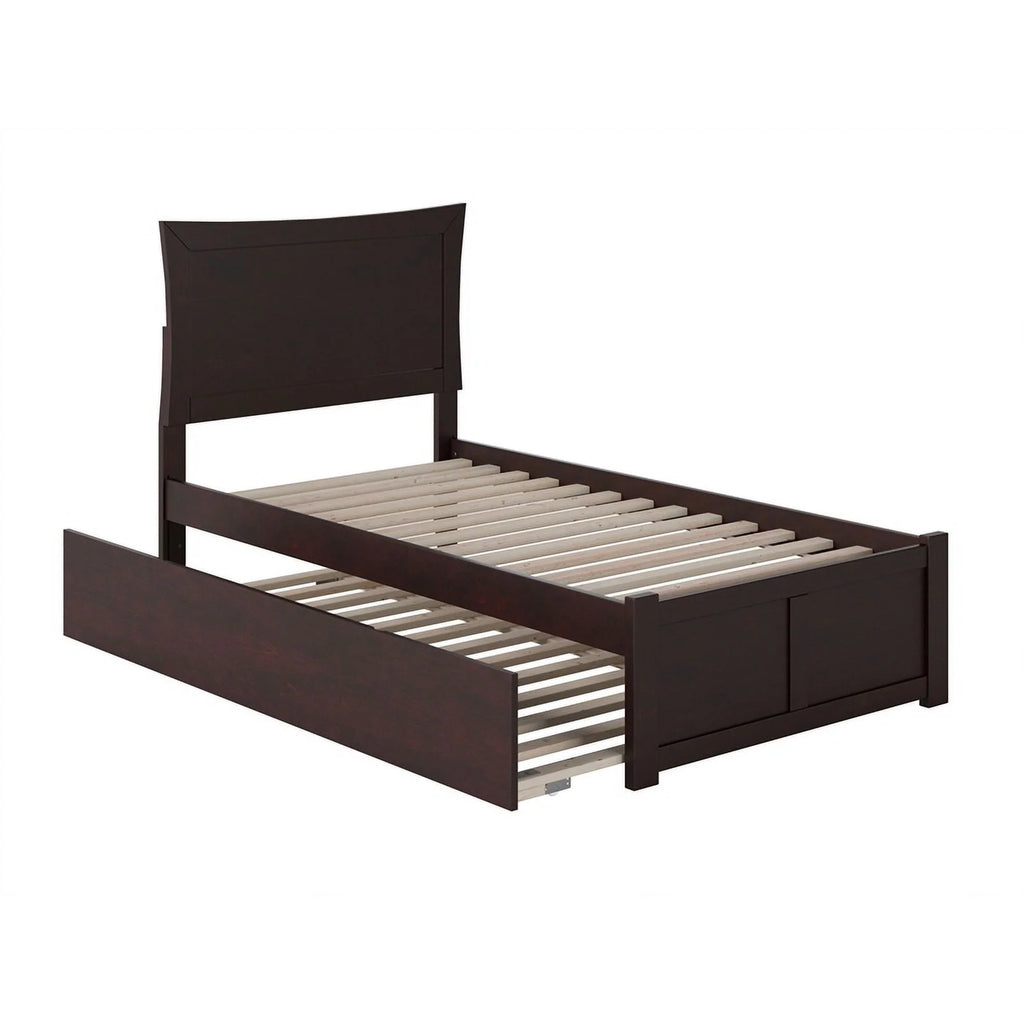 Solid Wood Twin Trundle Platform Bed in Espresso T188771