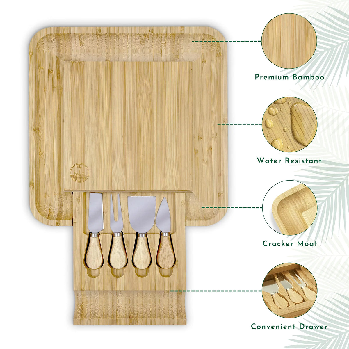 Bamboo Cheese Board and Knife Set D307448