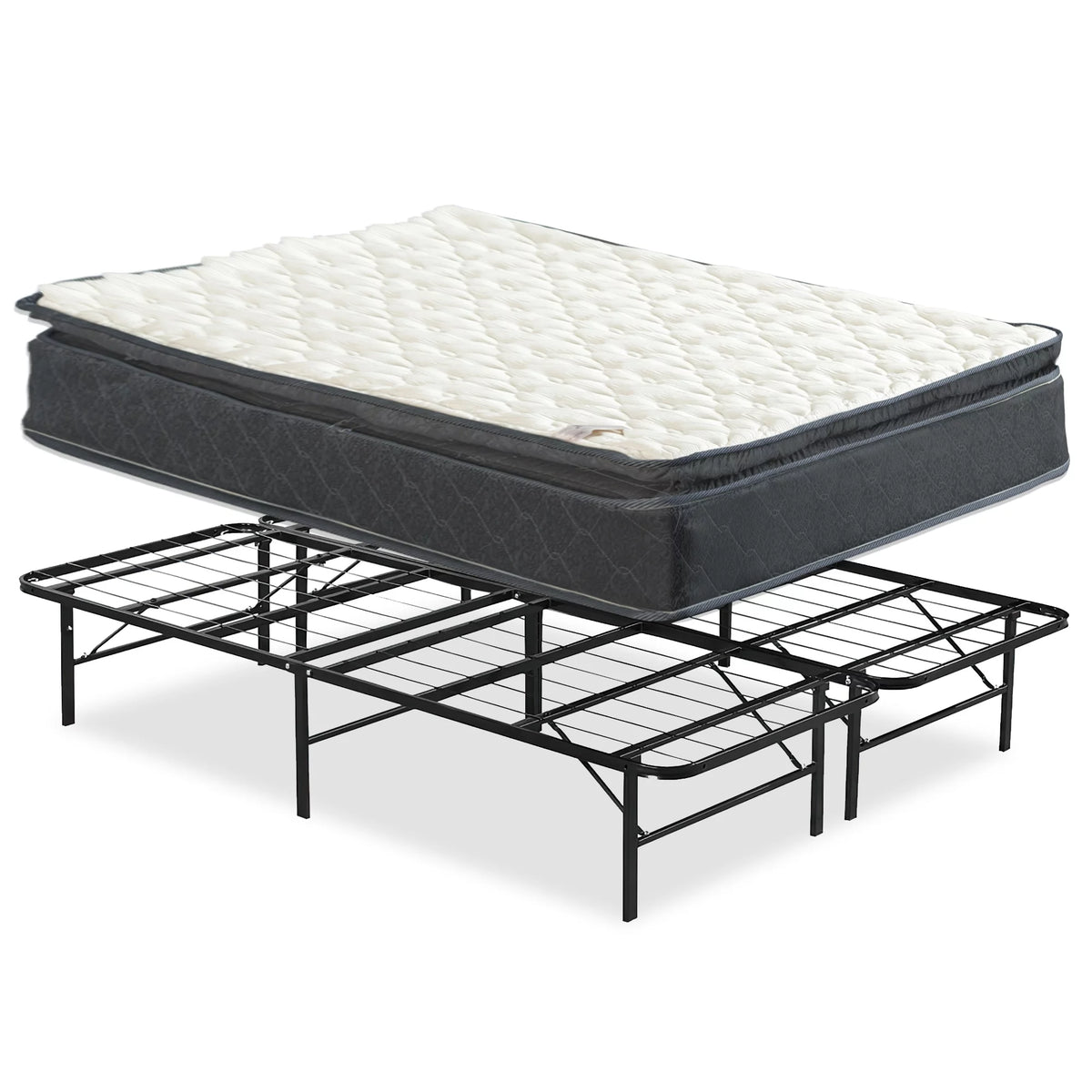 10-Inch Medium Pillow Top Hybrid Mattress and 14 Metal Platform Bed King T5912
