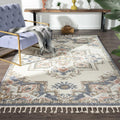 Cream 8x10 Southwestern Medallion Area Rug W18851