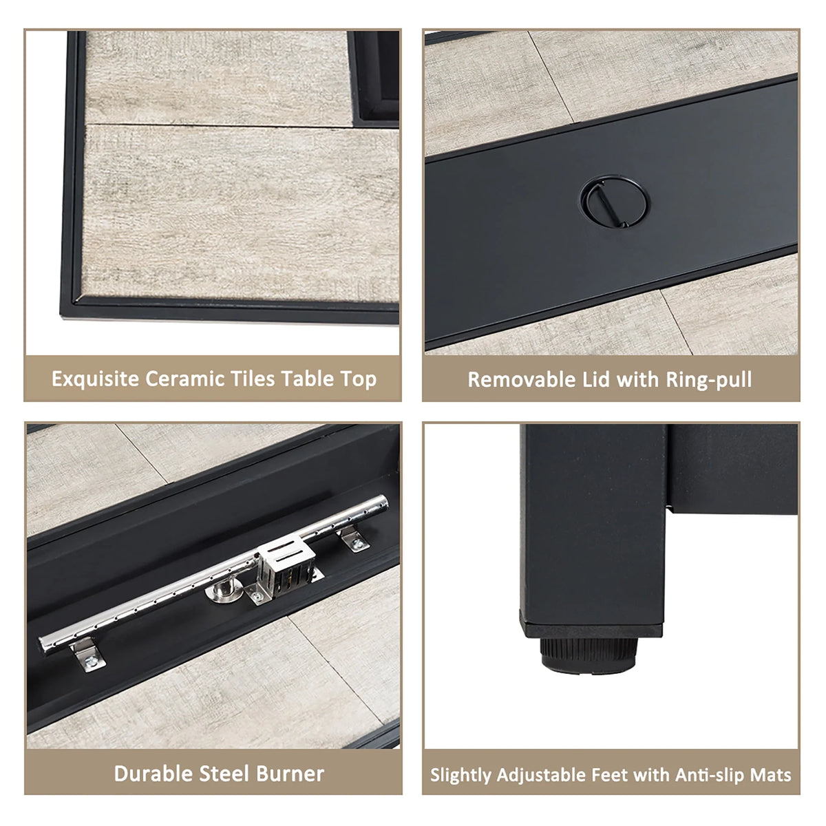 60,000 BTU Outdoor Gas Fire Table with Ceramic Tabletop G830668