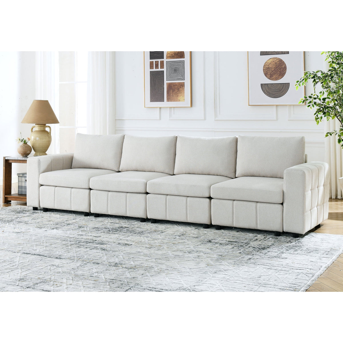 Upholstered Modular Sofa 4-Seater T3785