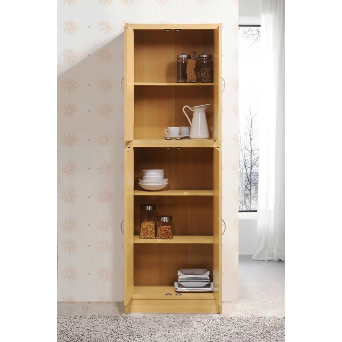 Beige Kitchen Pantry with Shelves and Compartments D7088