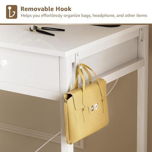 White Vanity Table Set with Mirror and Chair N68706